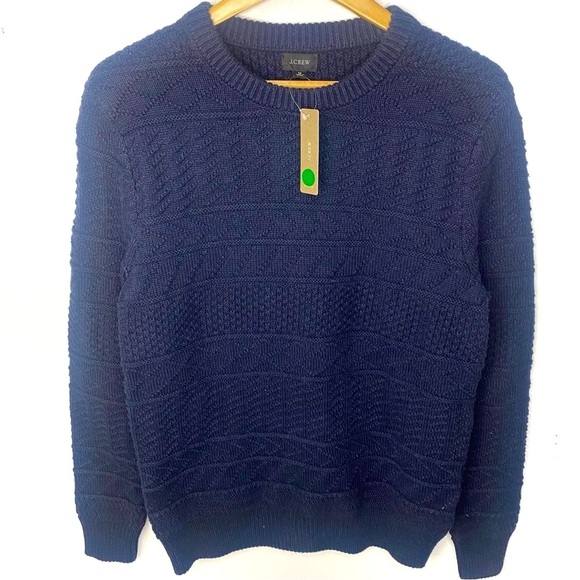 J. Crew Other - J Crew Men’s Guernsy Stitch Navy Blue Heavy Cotton Crewneck Sweater Size XS NWT